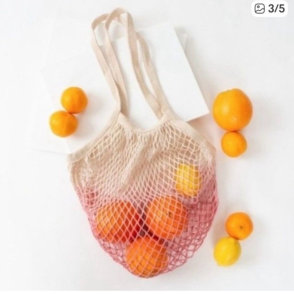 Camp Collection Dip Dye Market Tote Bag Reusable Cotton Ombre Pink